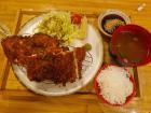 Trying a new restaurant in Heidelberg: chicken katsu with salad, rice and miso soup on the side