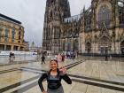 In front of the famous Kolner Dom "Cologne Cathedral" dressed up as a "Disco Girl" for "Karneval"