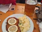 My meal at Oktoberfest: pork Schnitzel with potato salad