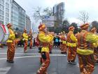 A marching band helps start the parade