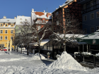 The city center during the snow