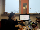 In the office with a colleague!
