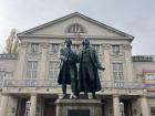 Statues of the famous German writers Goethe and Schiller in the city of Weimar
