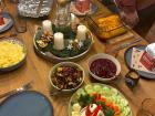 Our "Friendsgiving" feast (with a veggie turkey)!