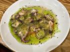 The super yummy octopus I tried in San Sebastián had an interesting green color!