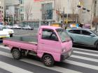 It's common to see vehicles in Korea in different colors like this cute pink one