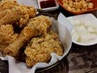 Fried chicken is a popular food in Korea, like in the U.S., but here it's served with pickled radishes