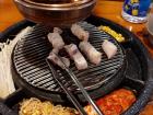 This is me grilling pork at my own table, which is very common and popular in Korea