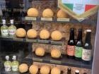 Arancine come in all different flavors - this window shows which flavors this store sells