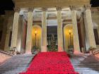 A Christmas tree and flowers at one of Palermo's large theaters!