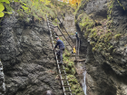 A photo of me climbing the ladder over Suchá Belá