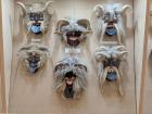 A close-up look at the masks, from one exhibit in the city