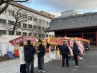 Despite the cold, many people have come to the local temple to celebrate the new year.