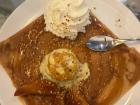 A sweet crêpe with caramel and apples.... sweet crêpes are made from a different kind of flour than savory ones! 