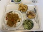 Noodle dish with multiple different sides - they still have french fries :)