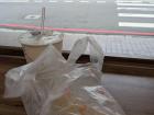 My breakfast of 豆浆 and 油条 (in the bag)