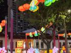 The whole city has decorations in areas for National Day - this is Chinatown!