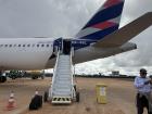 Deboarding the plane after landing in Dourados