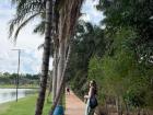 Me pictured beside a beautiful row of palm trees