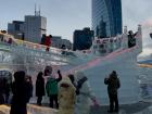 The large ice slide at Sukhbaatar Square! You can see how popular it is from all of the people surrounding it.