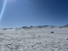 The beautiful snowy steppe in the countryside during winter