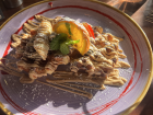 This was called a "Croffle," a delicious mix between a croissant and waffle!