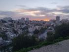 This is an overlook of Amman at sunset--there are still many individuals and families walking around the city at this hour