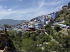 View of Chefchaouen from a hike--do you see how blue the "medina" is?