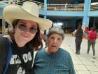 My host mother (Doña Vera/María) and me wearing her traditional cajamarca hat
