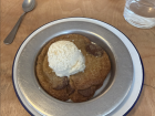 A "pizookie," or a cookie heated in the oven topped with ice cream