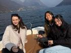 On the boat in Lugano with my sister and friend 