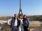 My parents and I in France after my test by the Eiffel Tower 