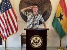 Here I am at the US Ambassador's residence where we had a ceremony to welcome the new volunteers