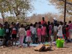 Lots of children come on Saturdays to eat lunch with us
