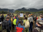 A photo of the group hearing about the geology of the area from the professor before we set off for the day