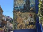 Street art of a farmer in a Van Gogh style in Valparaiso