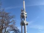 Another tourist spot! This one is in my neighborhood, and I can see it out my window. It's the Žižkov (pronounced ZISH-kov) TV Tower, which is around 700 feet tall.