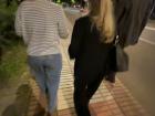 Kalina's roommate and host parents on a walk in their neighborhood