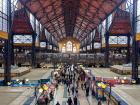 Central Market Hall, Budapest's largest indoor market that has fresh produce, meat, and spices on the ground floor, while on the upper floor there are souvenirs and Hungarian street food