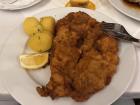 Once my friends and I arrived in Vienna, we tried the infamous Schnitzel, a piece of breaded pork with potatoes. It was much larger than it appears!