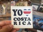 A funny sticker that is trying to say "I love Costa Rica." Technically to say that, you would say "me encanta Costa Rica"