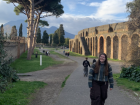 This is a photo of me in Pompeii with an umbrella pine to my left! 