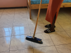 This is her sweeping doing her chores