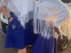 Me and my supervisor showing off our outfits