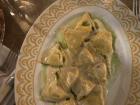 This is ravioli, an Italian pasta dish that is made of meat or vegetable filling and wrapped in pasta dough. It was delicious!
