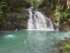 A natural made pool at the bottom of a waterfall I hiked up to
