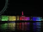 A view of the London Eye and this colorful building from when I was on an Uber Boat taking me across the river Thames for about $11