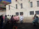 Dancers prepare for a traditional dance where they represent the Inca emporor's wives
