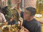 My host dad eating cuy for his birthday!