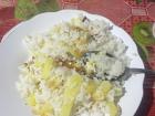 Common meal of rice and potatoes at my host family's house